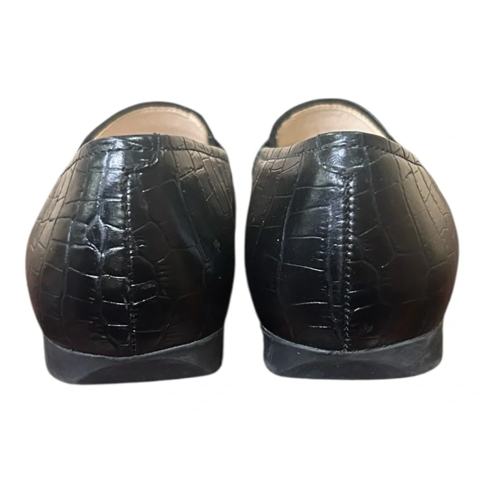 Rockport Embossed Square Toe Leather Loafers Black Size 7